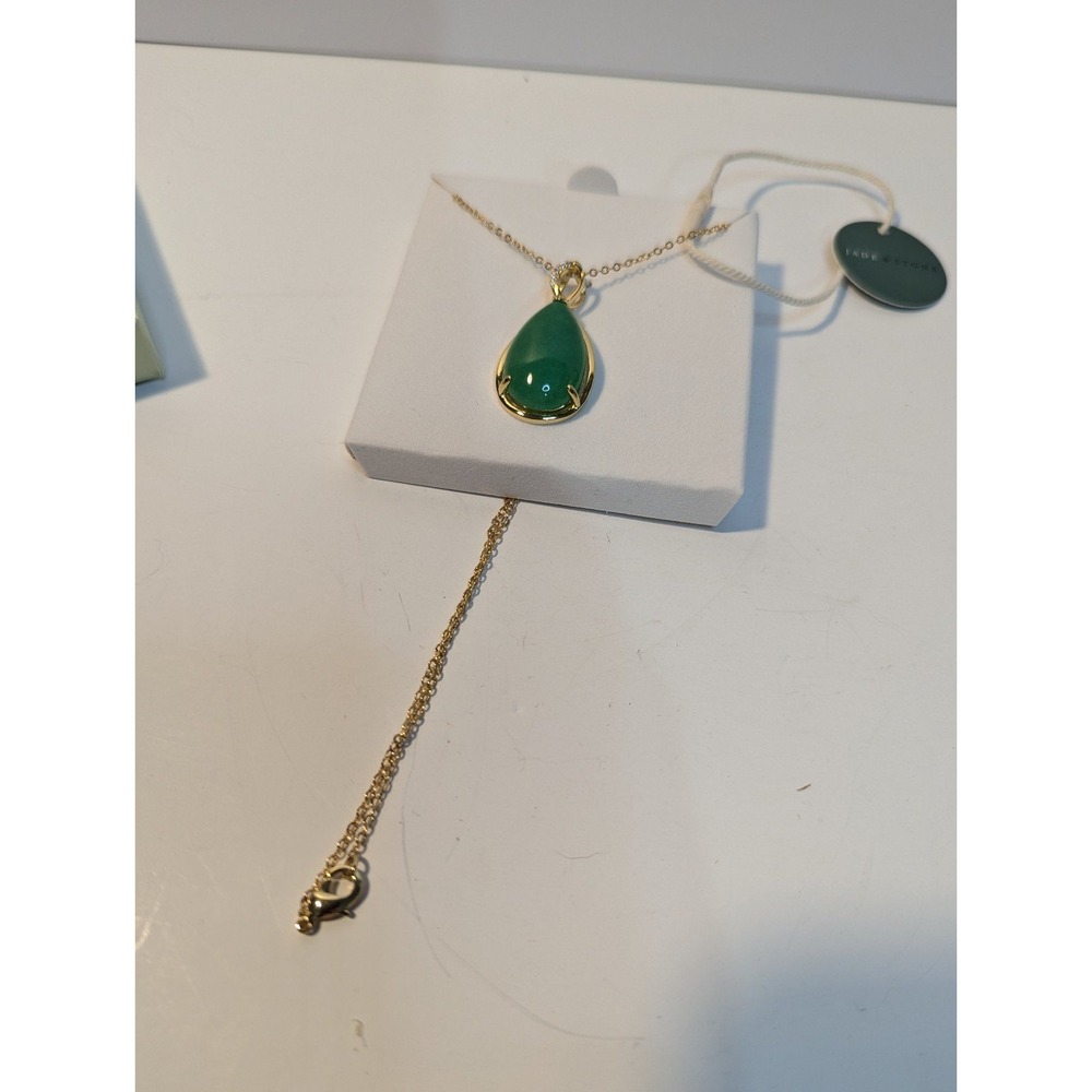 New Jade and stone teardrop pendant chain - Picture 5 of 5